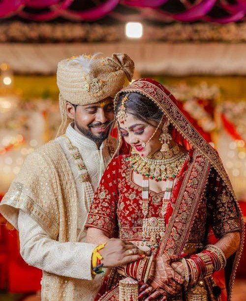 free photo of beautiful indian wedding couple portrait