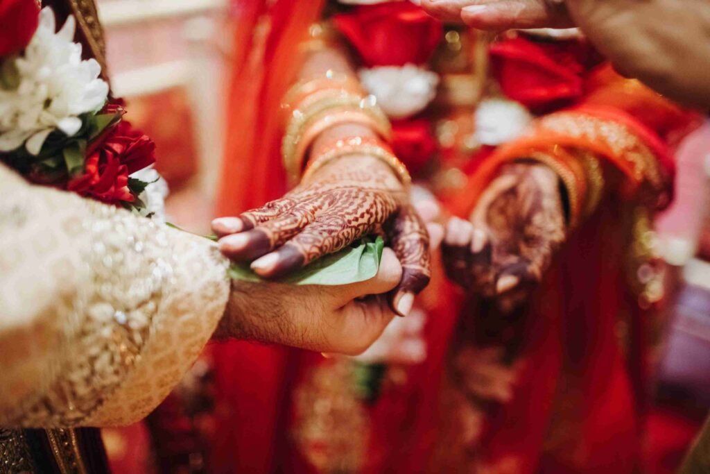 ritual with coconut leaves traditional hindu wedding ceremony